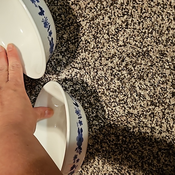 Set of 2 bowls. The pioneer women by corelle bowl, Evie, blue. Butterflies - Picture 2 of 8